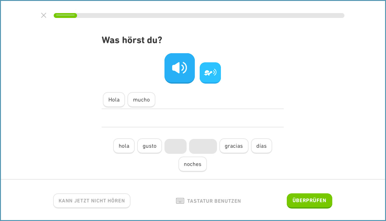 Aussprache-Übung bei Duolingo 