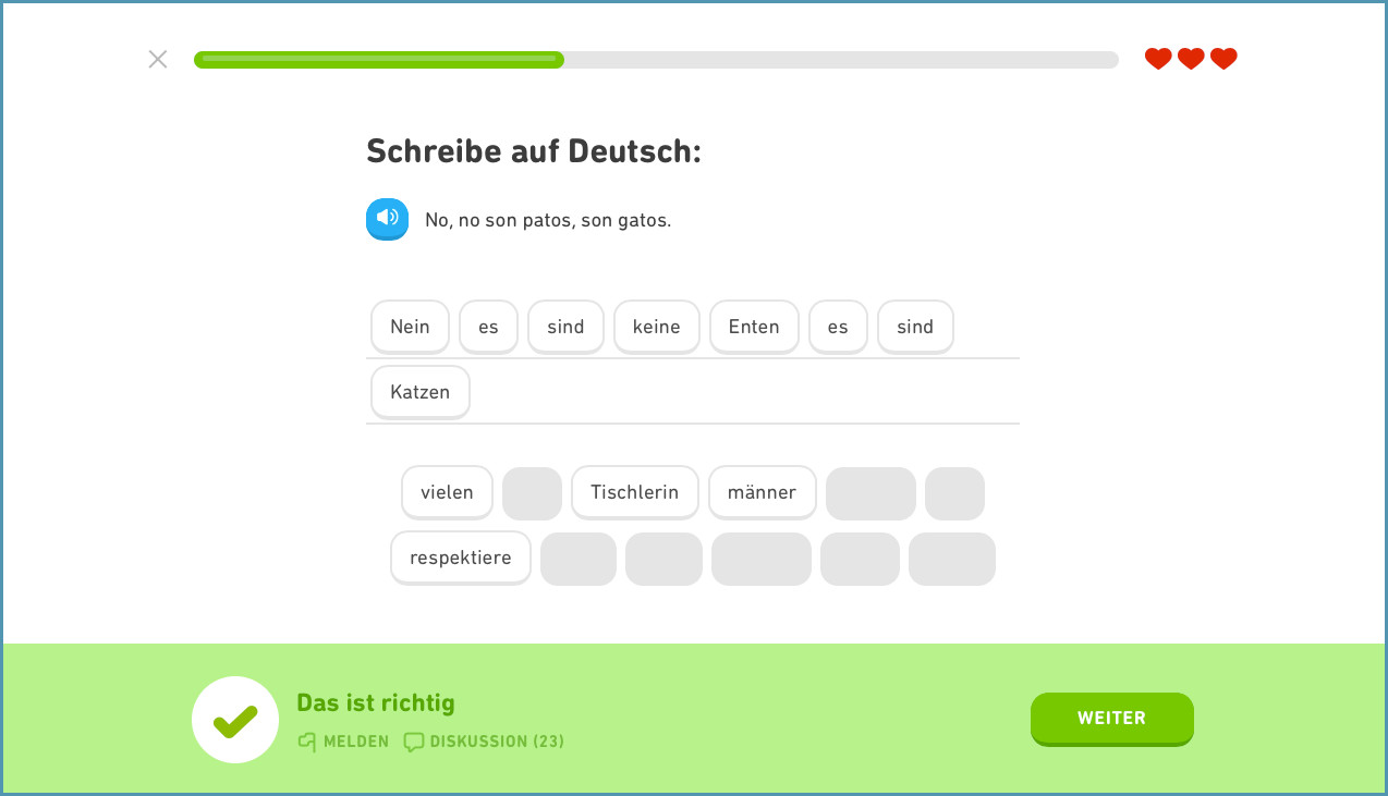 Beispielsatz von Duolingo 